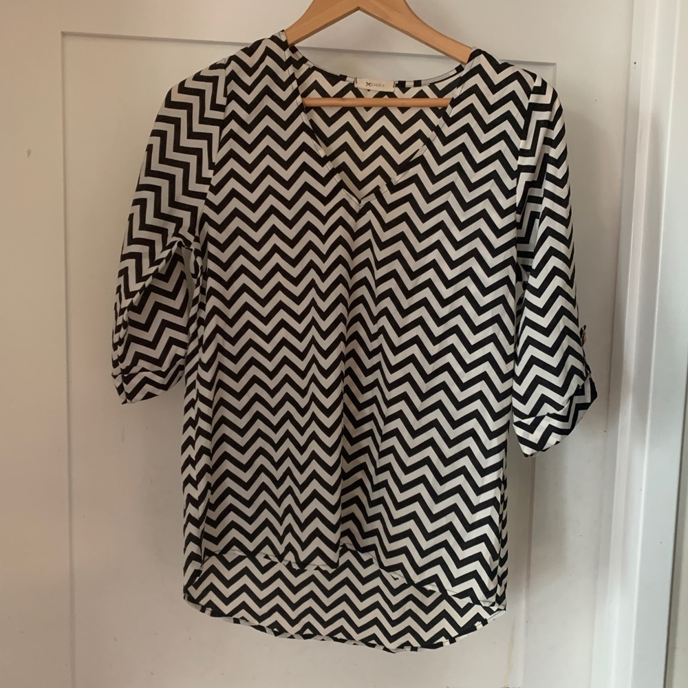 3/4 Sleeve Chevron Blouse Top